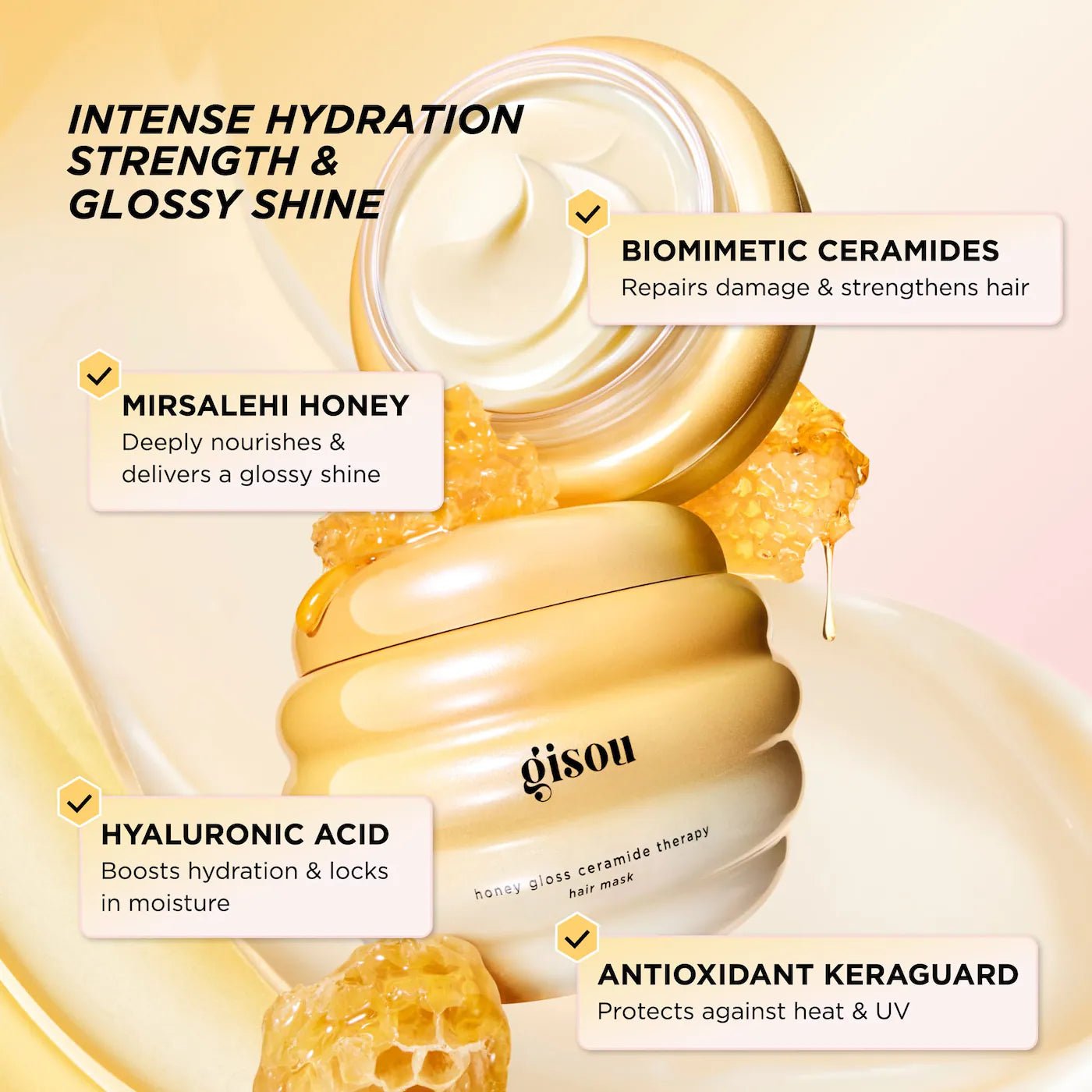 Honey Gloss Ceramide Therapy Hydrating Hair Mask - BELLA NOVA BEAUTY (PTY) LTDHair treatmentGisouBELLA NOVA BEAUTY (PTY) LTD